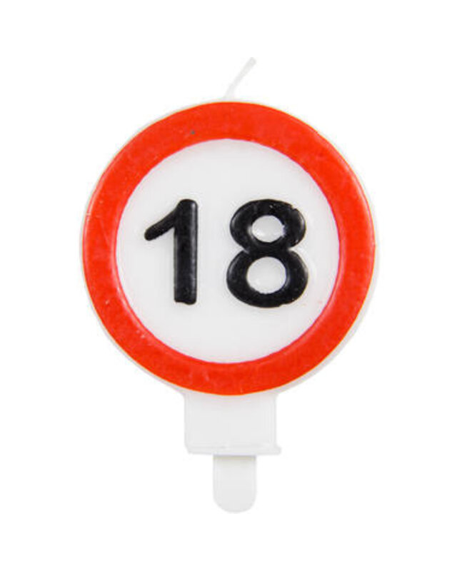 Folat Kaars verkeersbord 18 Jaar