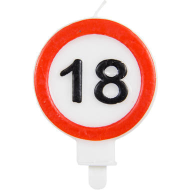 Folat Kaars verkeersbord 18 Jaar