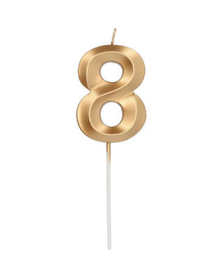 Folat Kaars Metallic goud 8 Jaar