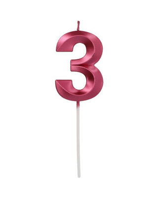 Folat Kaars Metallic roze 3 Jaar