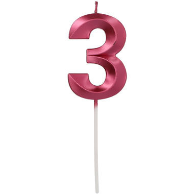 Folat Kaars Metallic roze 3 Jaar