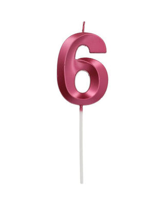Folat Kaars Metallic roze 6 Jaar