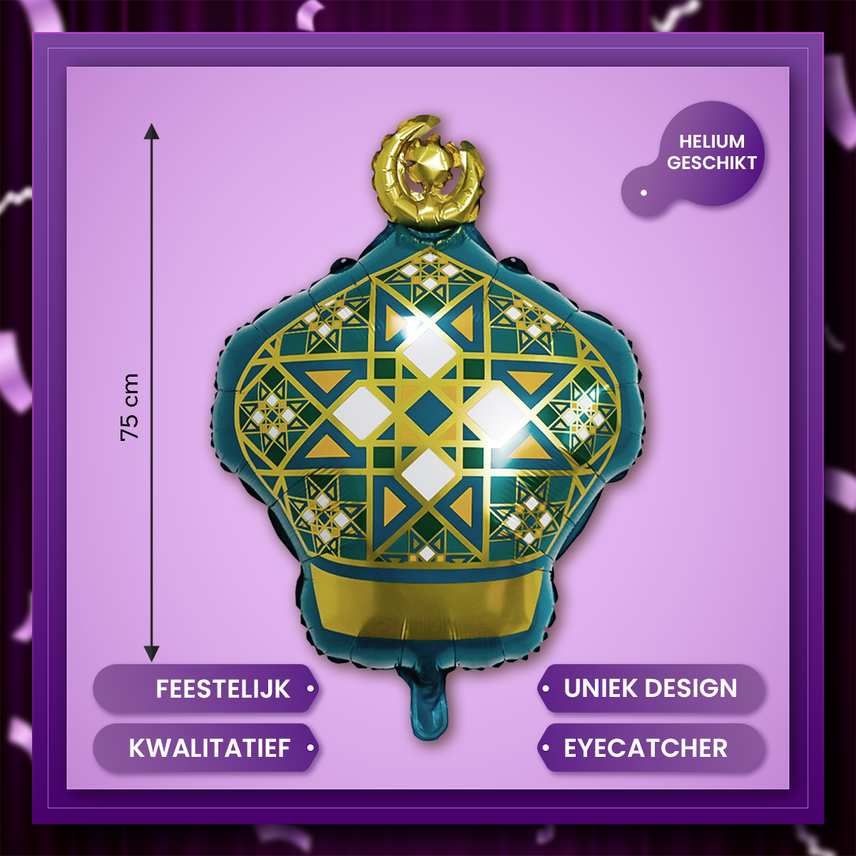 Q2P Eid Mubarak Folieballon Groen goud