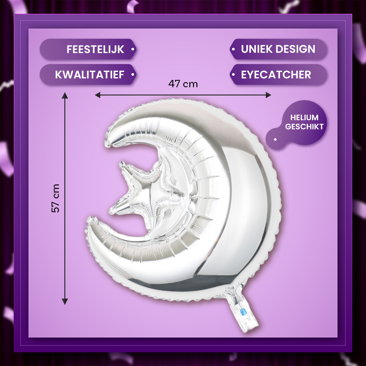 Q2P Eid Mubarak Folieballon Zilver