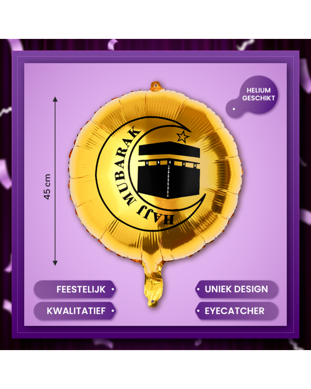 Q2P Eid Mubarak Folieballon Goud Rond