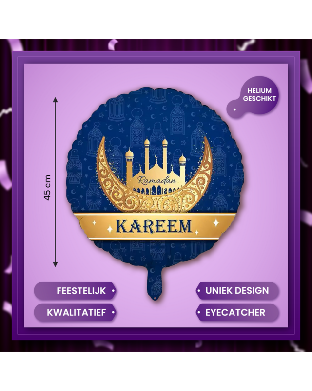 Q2P Eid Mubarak Folieballon Blauw