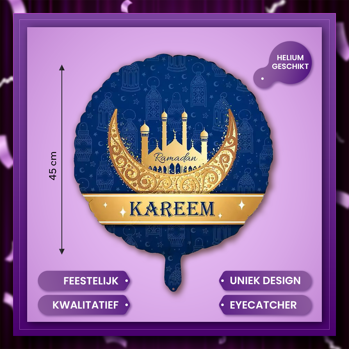 Q2P Eid Mubarak Folieballon Blauw