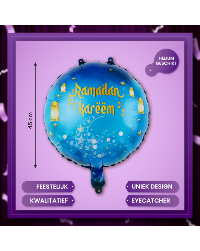 Q2P Eid Mubarak Folieballon Lichtblauw