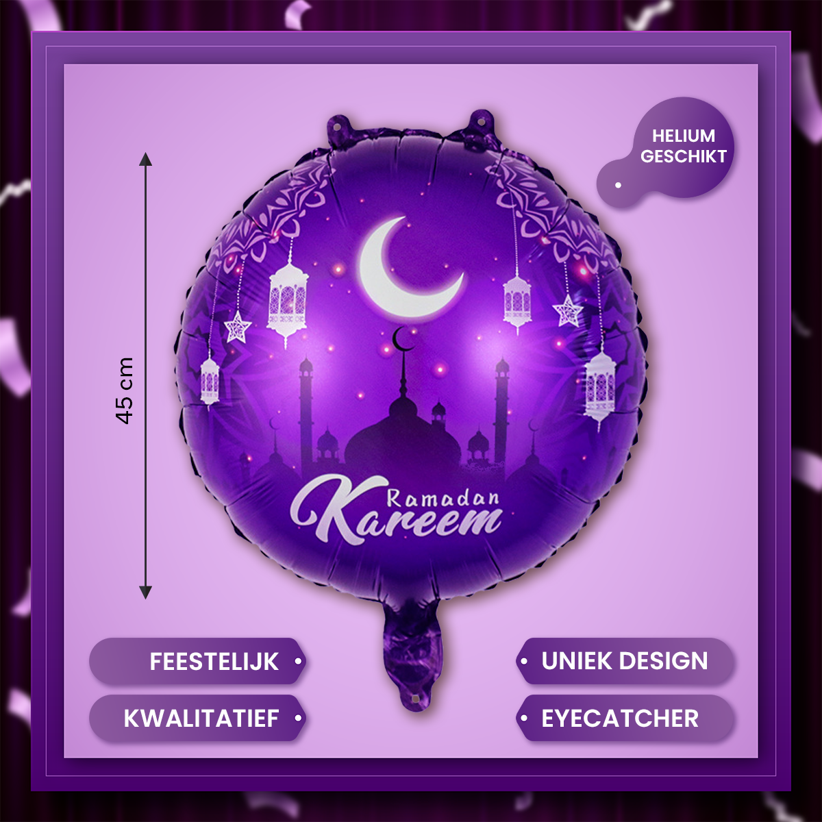 Q2P Eid Mubarak Folieballon paars