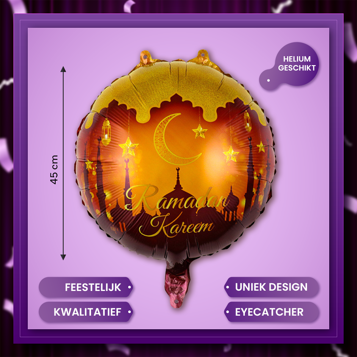 Q2P Eid Mubarak Folieballon oranje