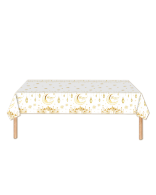 Q2P Eid Mubarak tafelkleed Goud wit