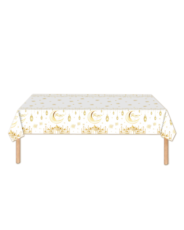 Q2P Eid Mubarak tafelkleed Goud wit