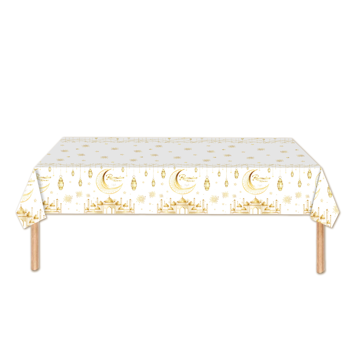 Q2P Eid Mubarak tafelkleed Goud wit