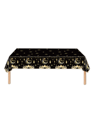 Q2P Eid Mubarak tafelkleed Goud Zwart 1