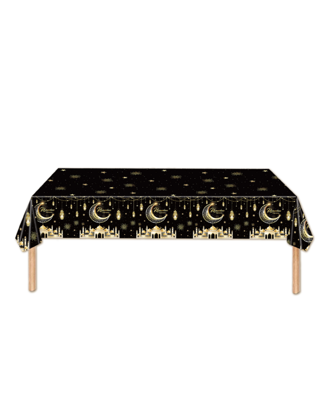 Q2P Eid Mubarak tafelkleed Goud Zwart 1