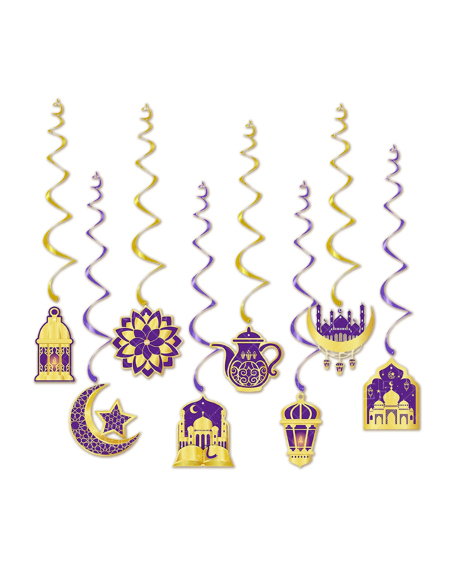 Q2P Eid Mubarak Swirl Paars goud