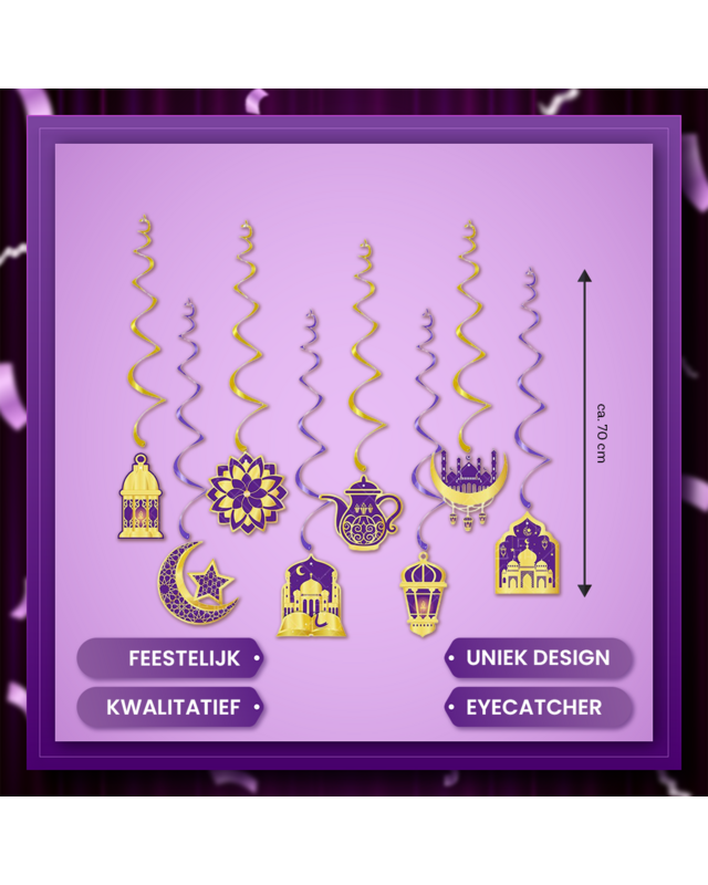 Q2P Eid Mubarak Swirl Paars goud