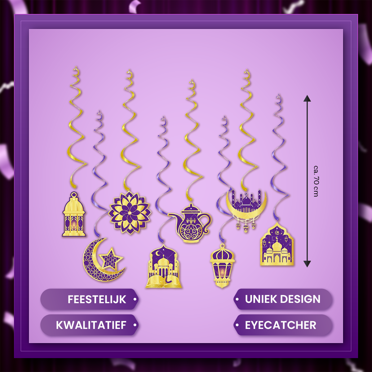 Q2P Eid Mubarak Swirl Paars goud