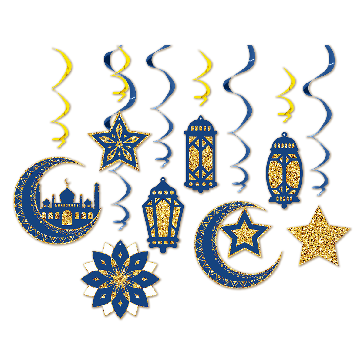 Q2P Eid Mubarak Swirl Goud blauw