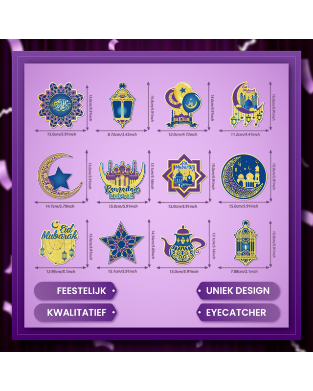 Q2P Eid Mubarak Swirl Multi kleur