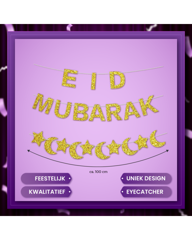 Q2P Eid Mubarak Hangdecoratie Goud