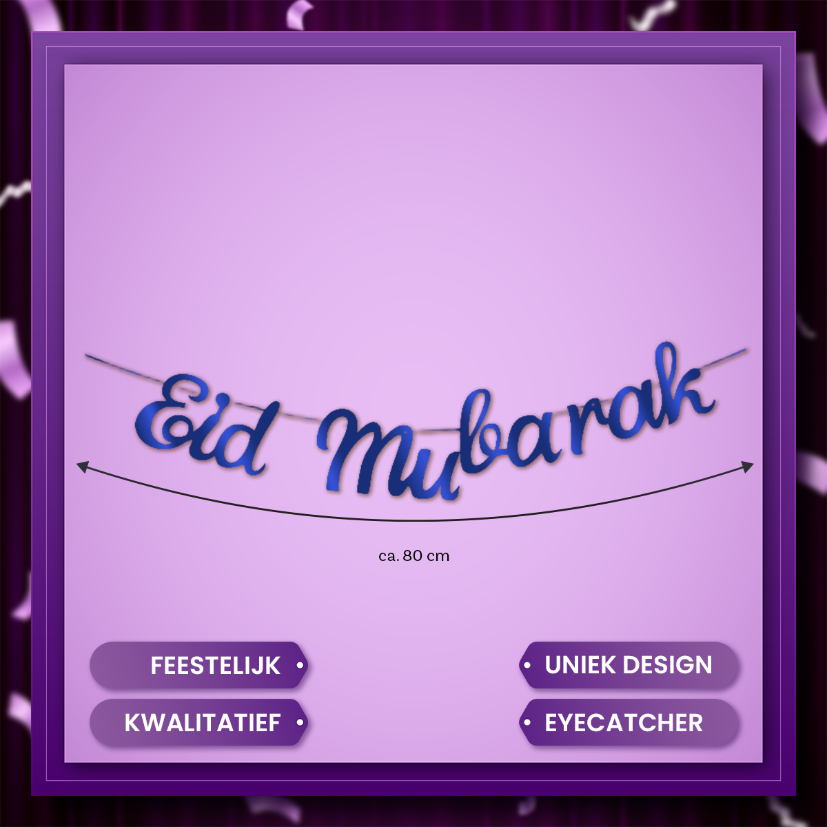 Q2P Eid Mubarak Slinger Blauw