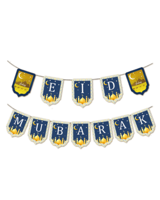 Q2P Eid Mubarak Slinger Blauw goud