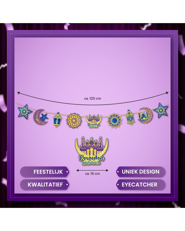 Q2P Eid Mubarak Slinger Glitter goud