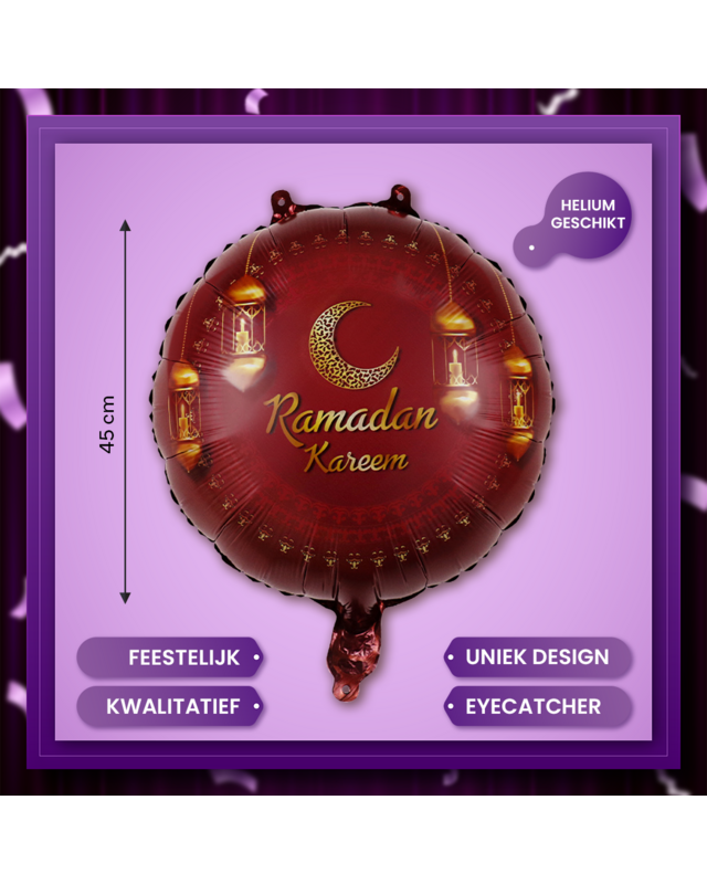 Q2P Eid Mubarak Folieballon Rood