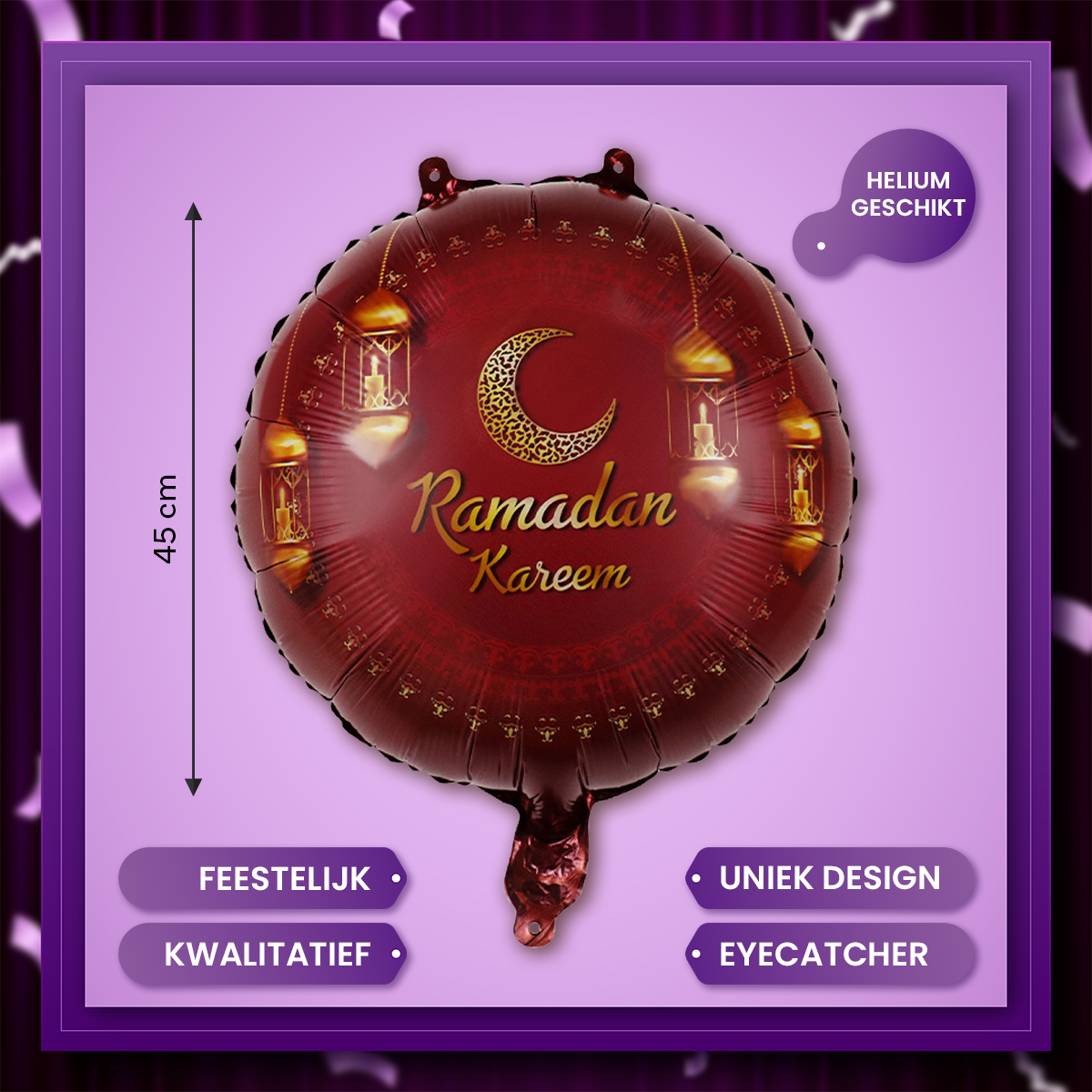 Q2P Eid Mubarak Folieballon Rood