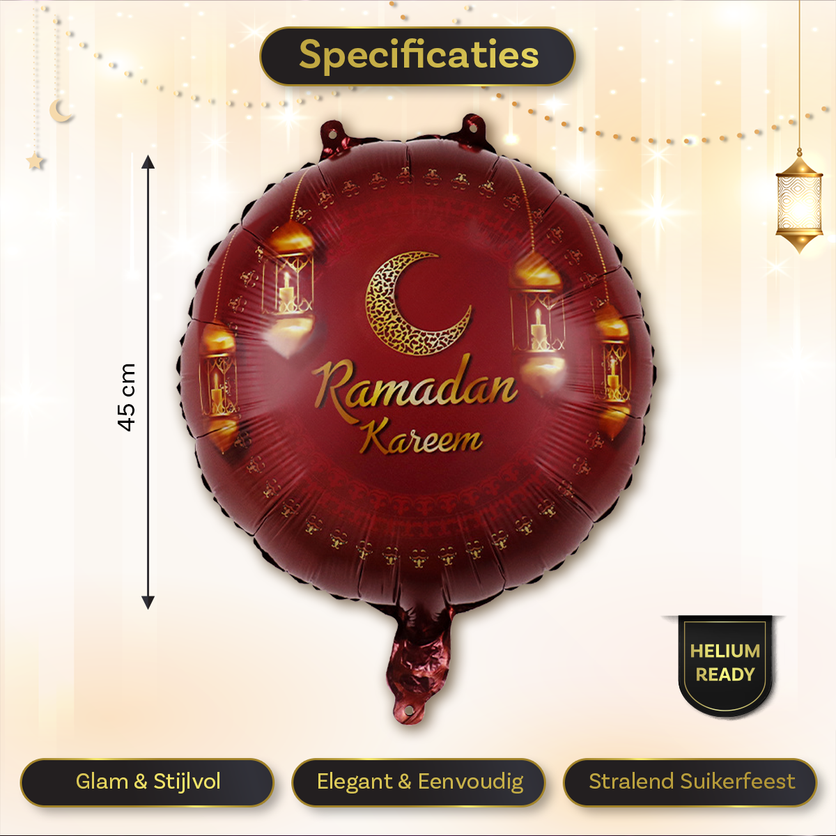 LUQ Eid Mubarak Folieballon Rood