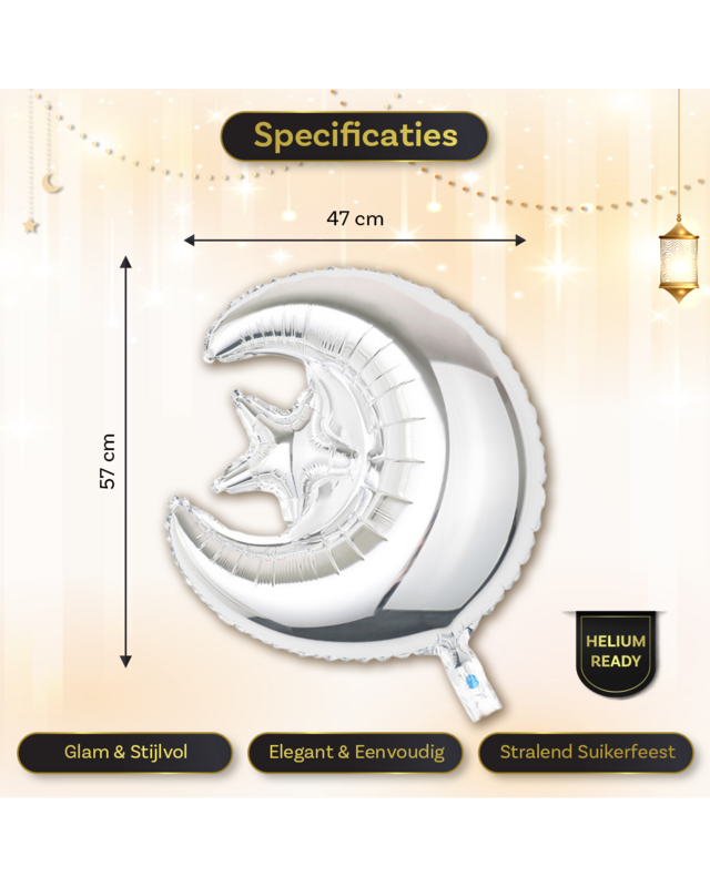 LUQ Eid Mubarak Folieballon Zilver