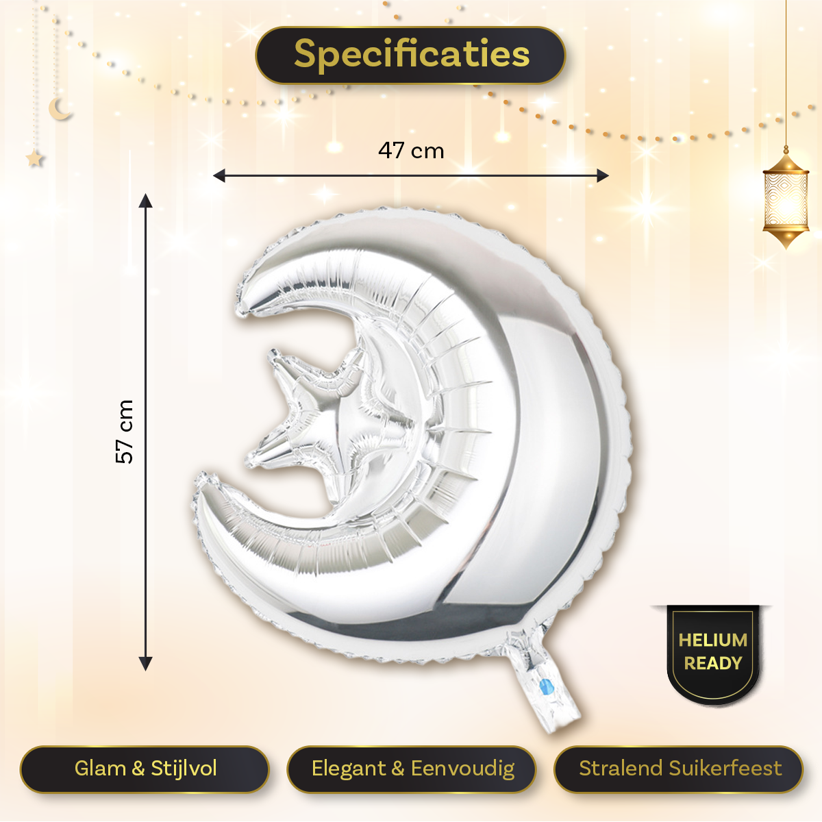 LUQ Eid Mubarak Folieballon Zilver