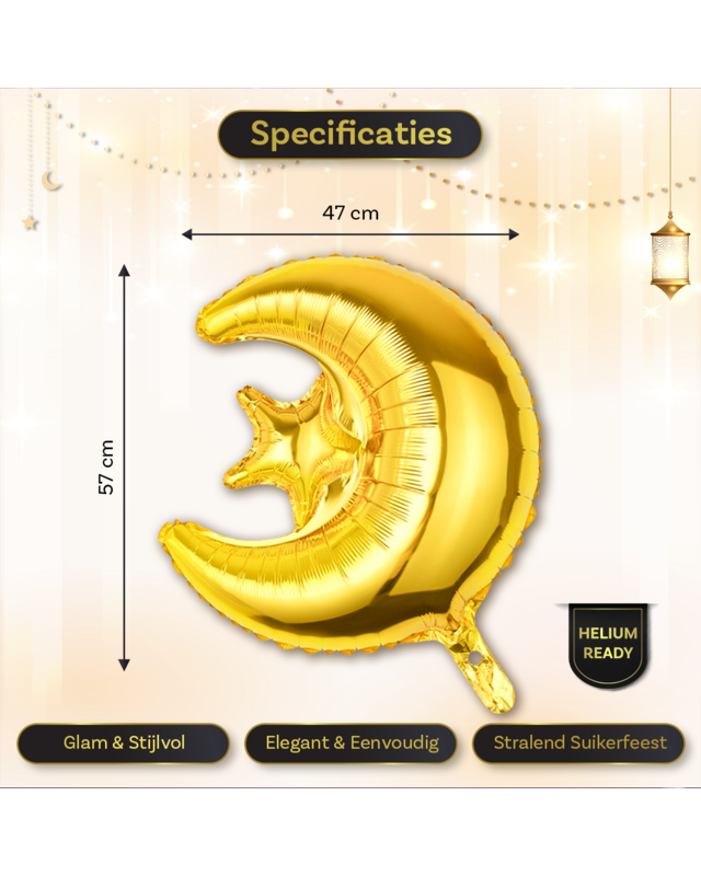 LUQ Eid Mubarak Folieballon Goud