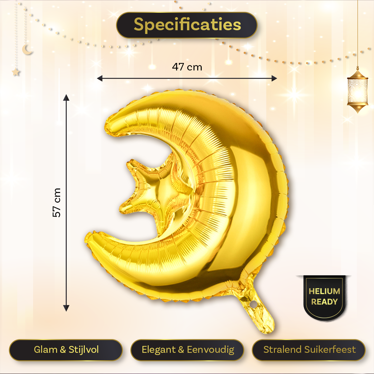 LUQ Eid Mubarak Folieballon Goud