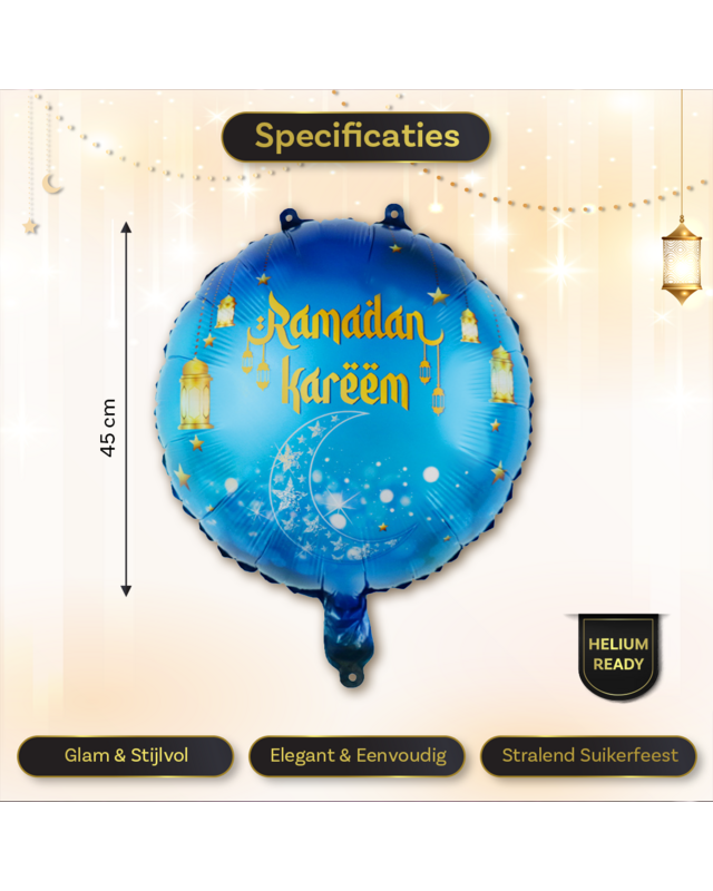 LUQ Eid Mubarak Folieballon Lichtblauw