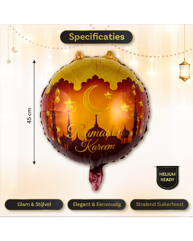 LUQ Eid Mubarak Folieballon Oranje