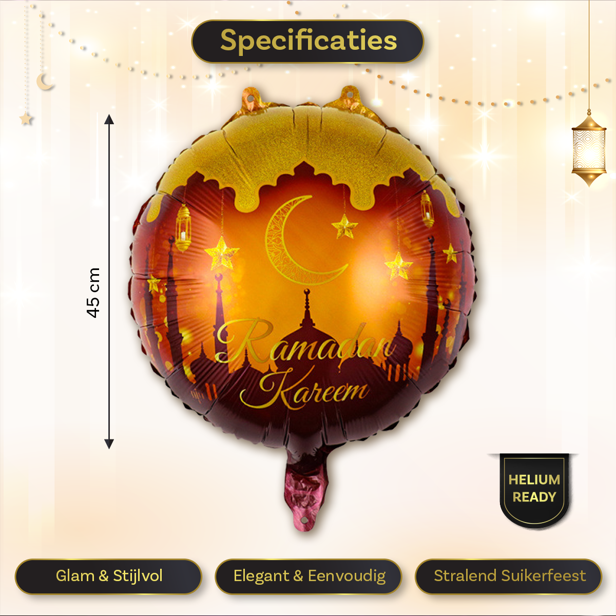 LUQ Eid Mubarak Folieballon Oranje