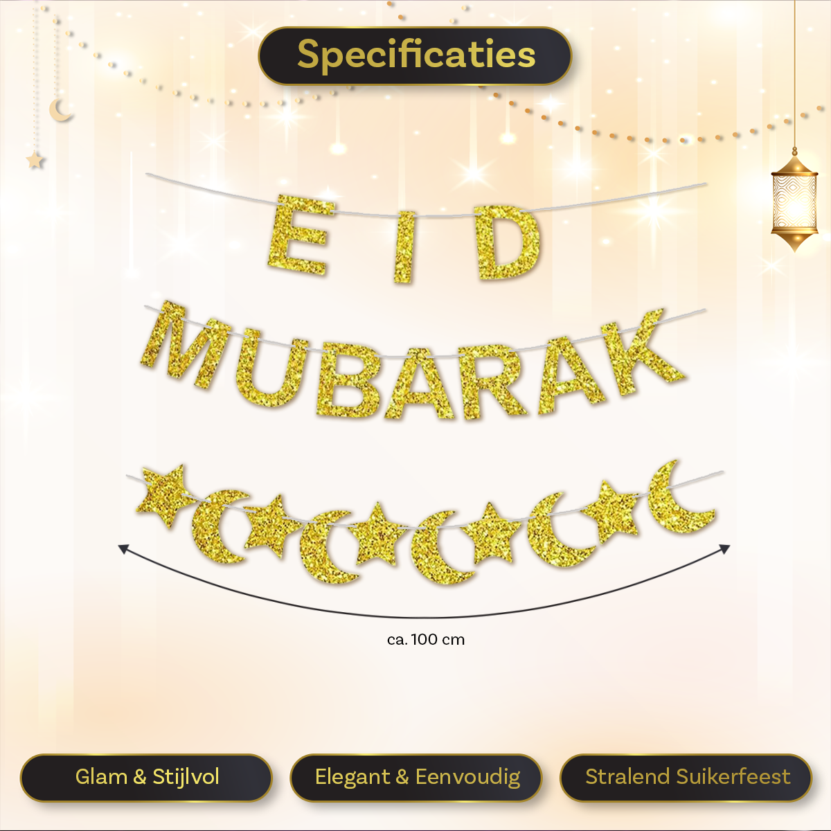 LUQ Eid Mubarak Hangdecoratie Goud