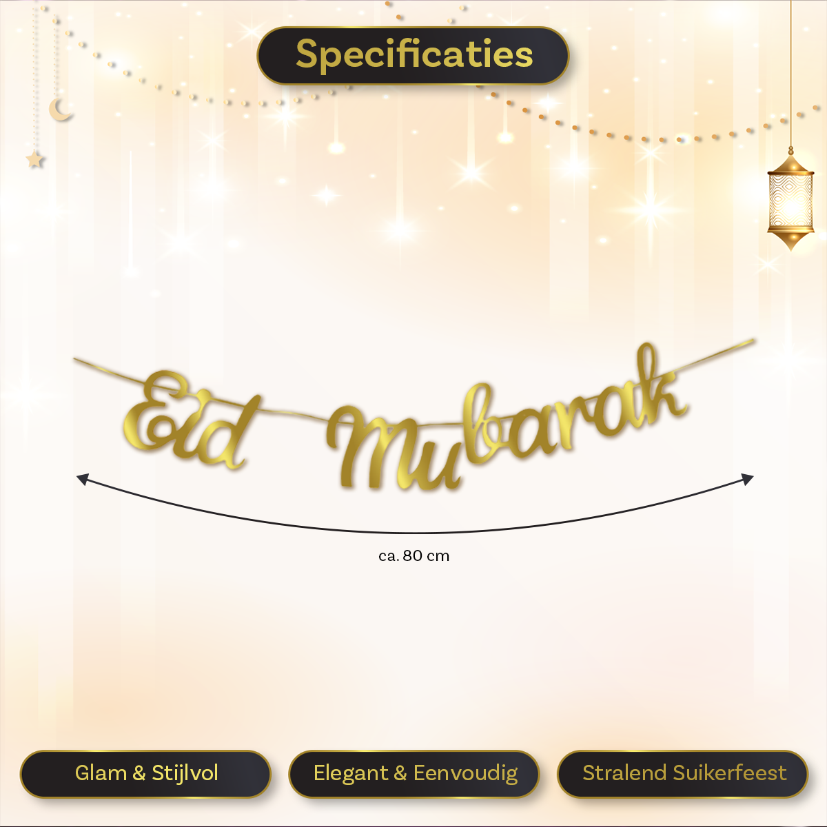 LUQ Eid Mubarak Slinger Goud