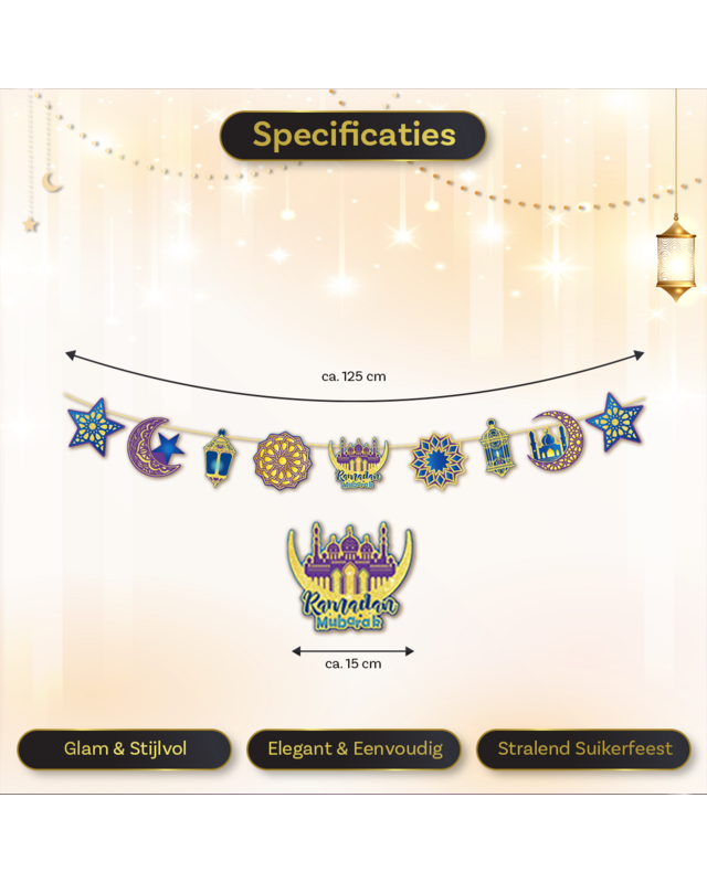 LUQ Eid Mubarak Slinger Glitter Goud