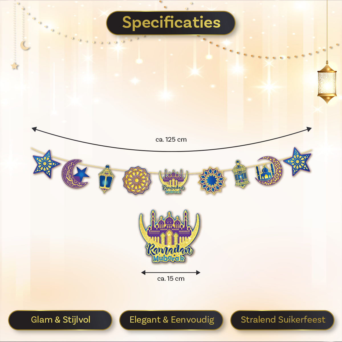 LUQ Eid Mubarak Slinger Glitter Goud