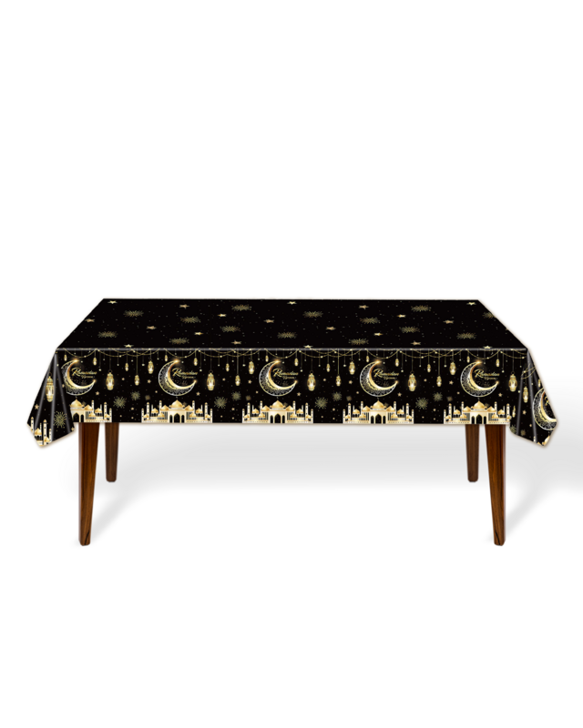 LUQ Eid Mubarak tafelkleed Goud Zwart 1