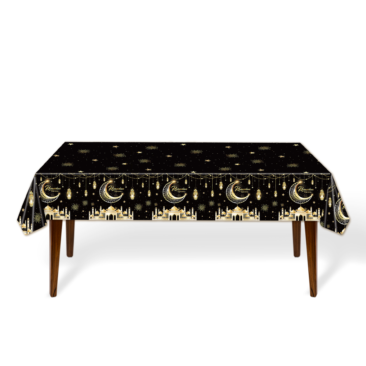 LUQ Eid Mubarak tafelkleed Goud Zwart 1