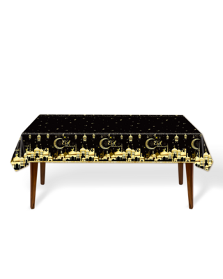 LUQ Eid Mubarak tafelkleed Goud Zwart 2