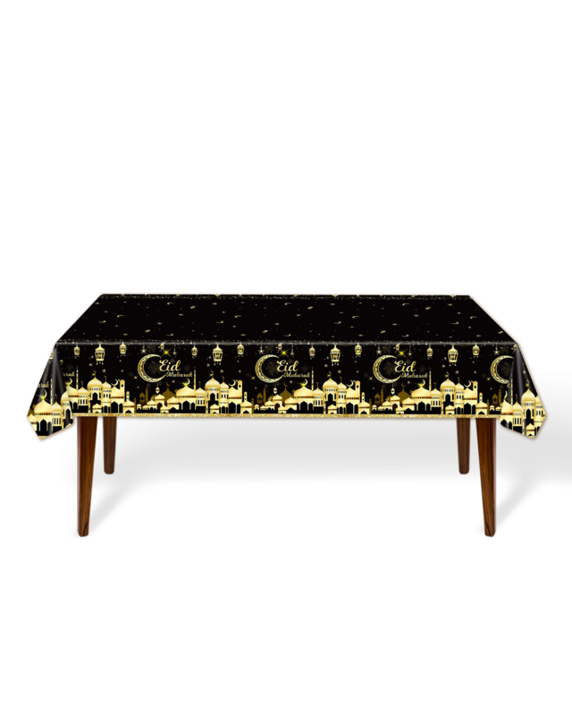 LUQ Eid Mubarak tafelkleed Goud Zwart 2