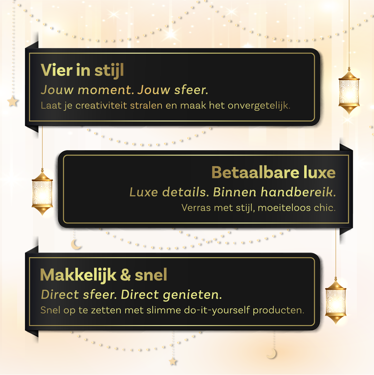 LUQ Eid Mubarak tafelkleed Goud Zwart 2