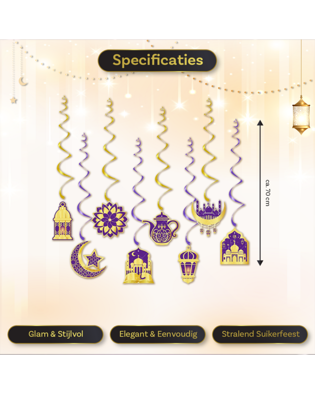 LUQ Eid Mubarak Swirl Paars Goud