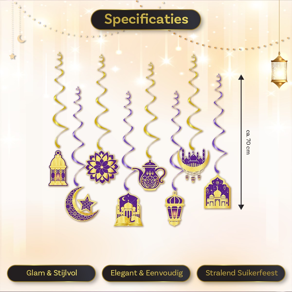 LUQ Eid Mubarak Swirl Paars Goud