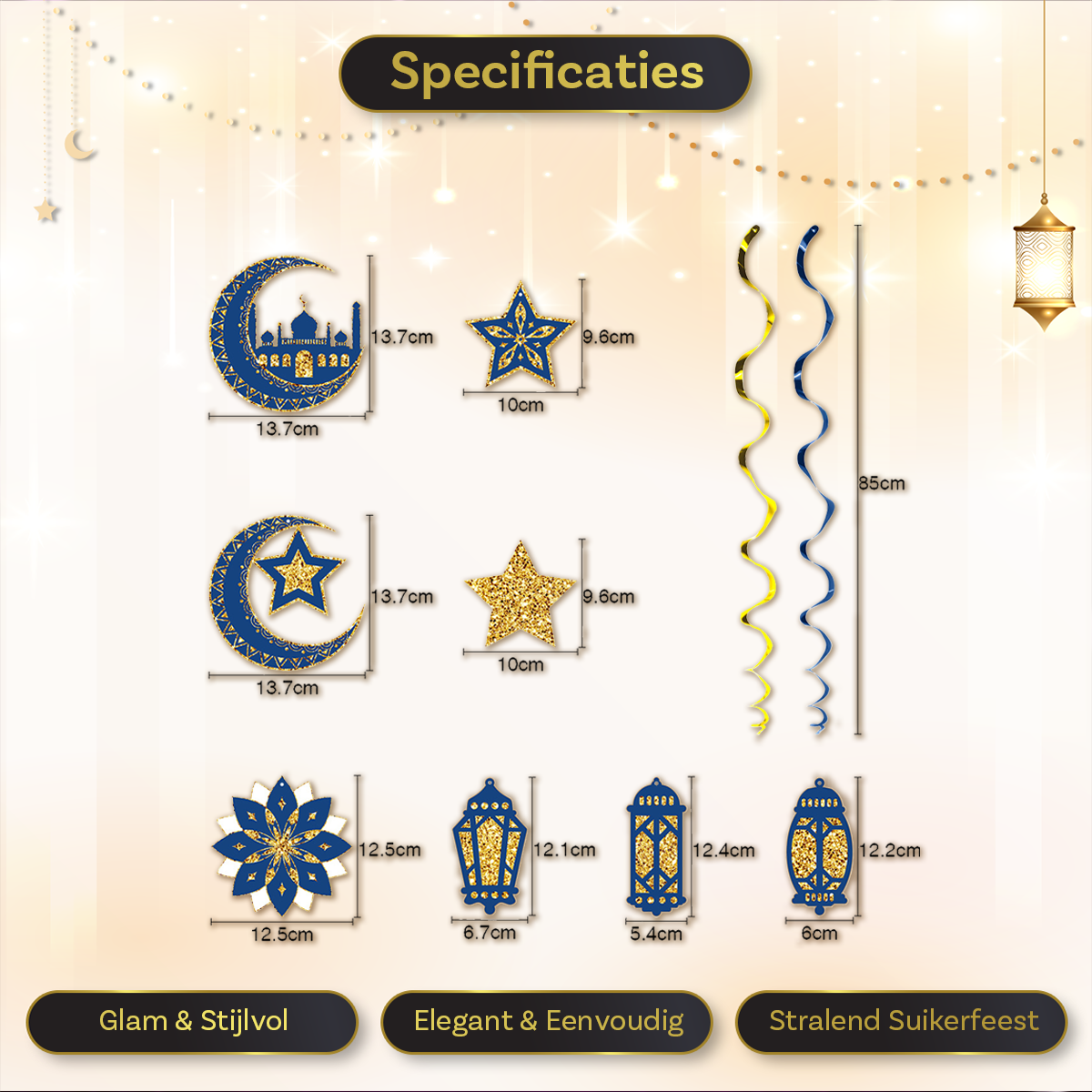 LUQ Eid Mubarak Swirl Goud Blauw